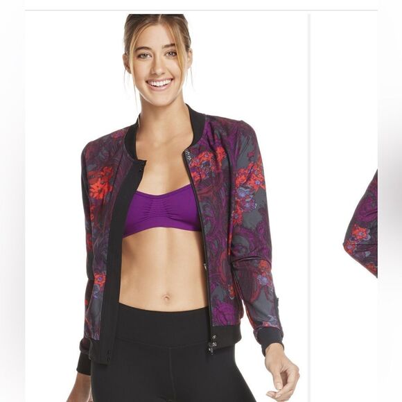 Fabletics Ithaca Bomber Jacket size Small Romantic print lightweight women’s - Picture 4 of 8